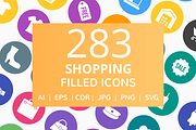 283 Shopping Filled Round Icons