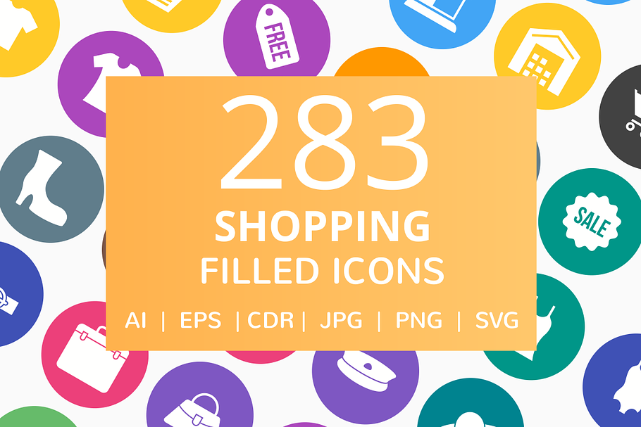 283 Shopping Filled Round Icons in Graphics - product preview 8