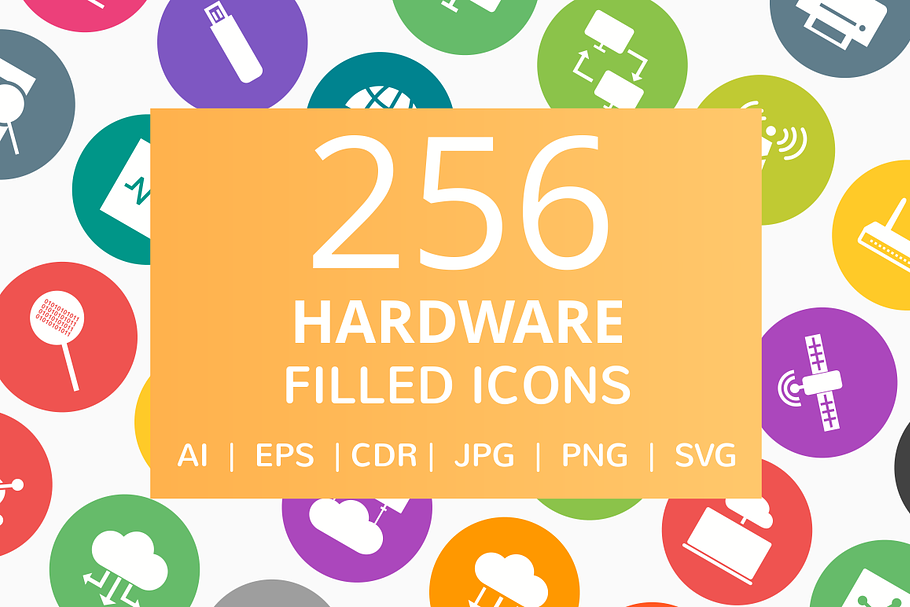 256 Hardware Filled Round Icons in Graphics - product preview 8