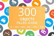 300 Objects Filled Round Icons