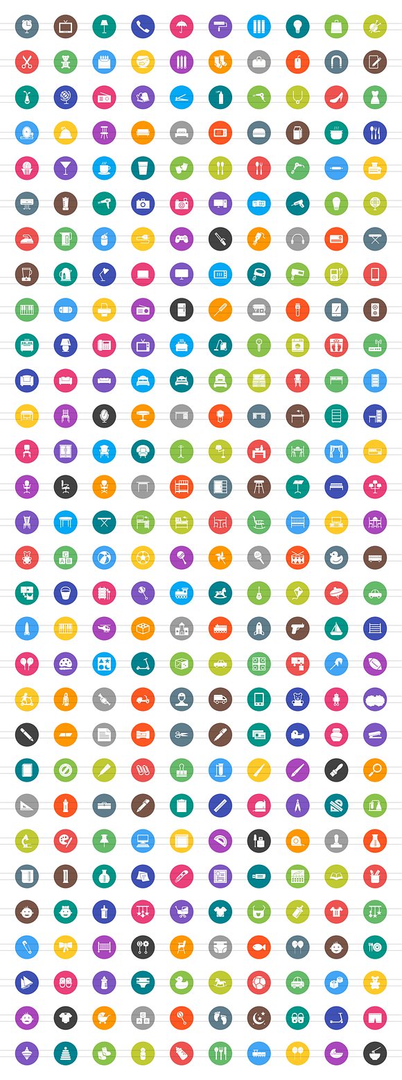 300 Objects Filled Round Icons in Graphics - product preview 1