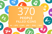 370 People Filled Round Icons