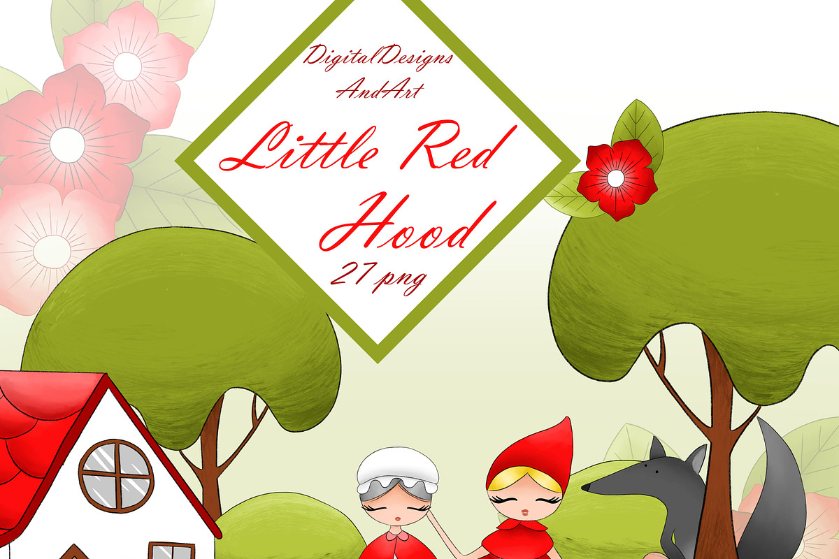 Little Red Riding Hood Clipart Custom Designed Illustrations