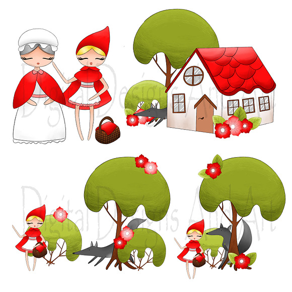 Little red riding hood clipart in Illustrations - product preview 1