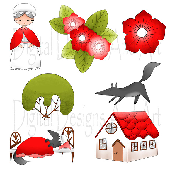 Little red riding hood clipart in Illustrations - product preview 3