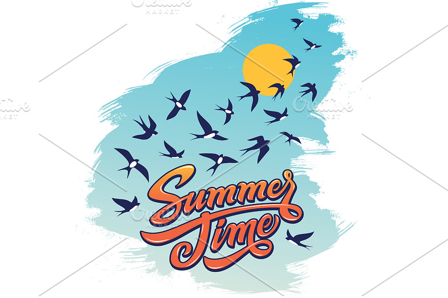 Summertime Lettering Illustration in Illustrations - product preview 8