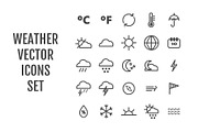 25 vector line weather icons