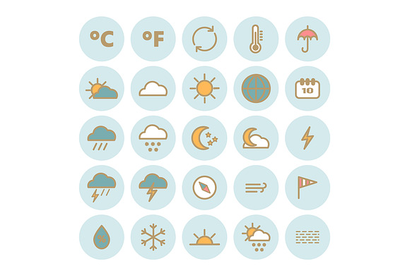 25 vector line weather icons in Graphics - product preview 5