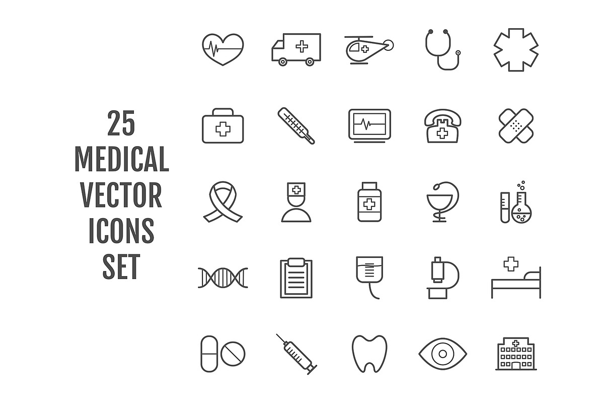 25 vector line medical icons in Graphics - product preview 8