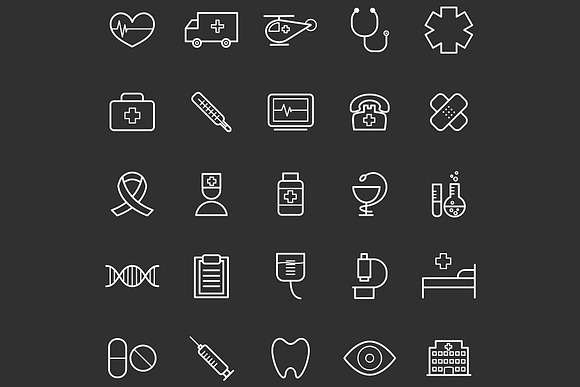 25 vector line medical icons in Graphics - product preview 2