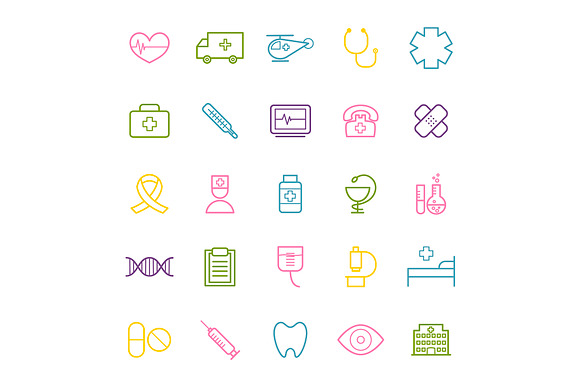 25 vector line medical icons in Graphics - product preview 3