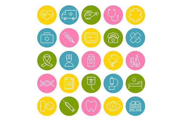 25 vector line medical icons in Graphics - product preview 5