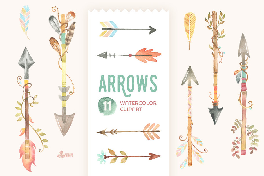 Arrows Watercolor Clipart in Illustrations - product preview 8