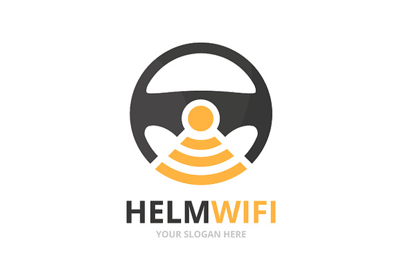 Vector car helm and wifi logo   in Logo Templates - product preview 1
