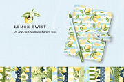 24 Seamless lemon Patterns 6 x 6"