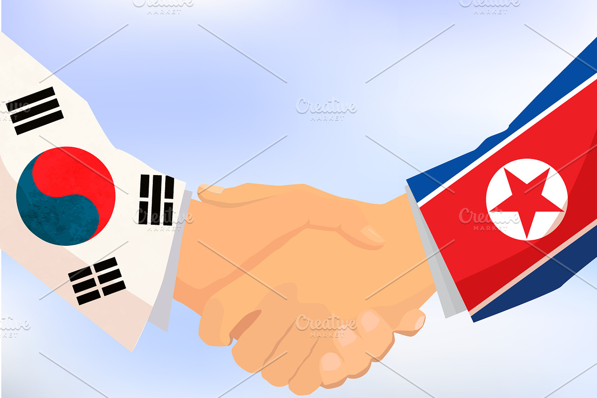 North and South Korea handshake in Illustrations - product preview 8