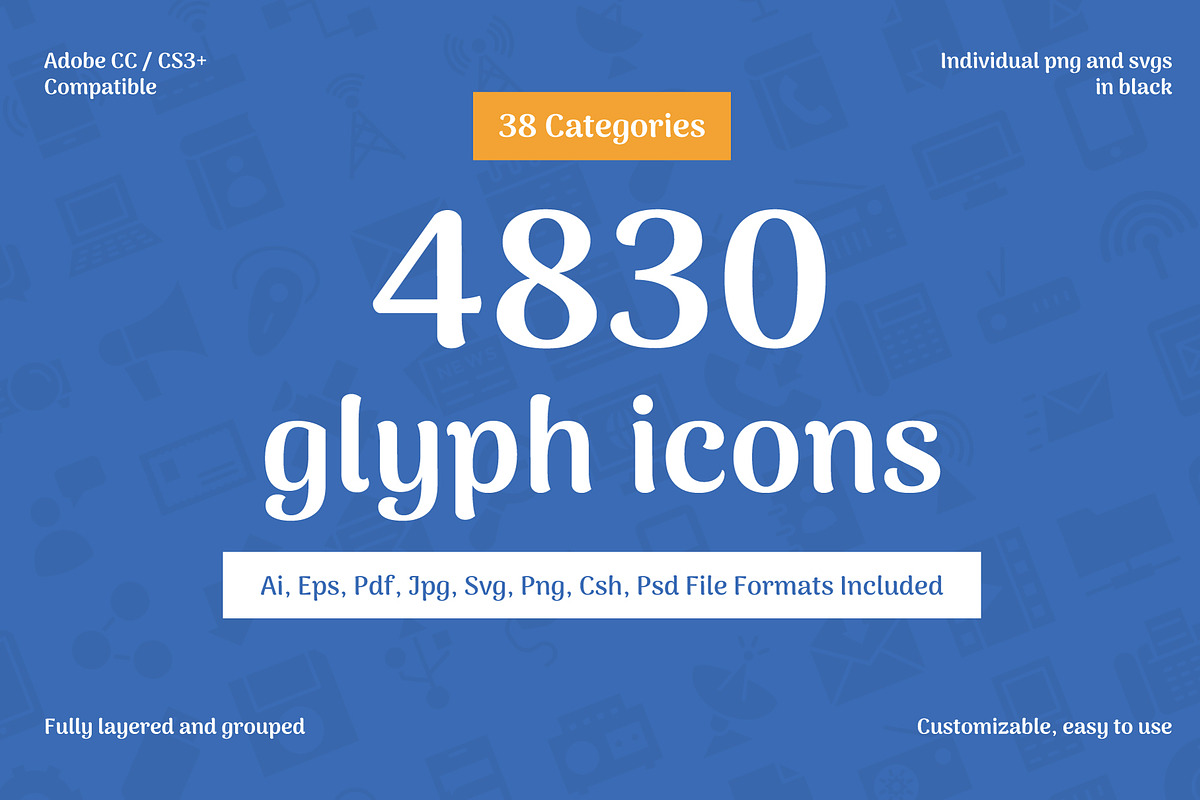 4830 Glyph Icons in Navigation Icons - product preview 8