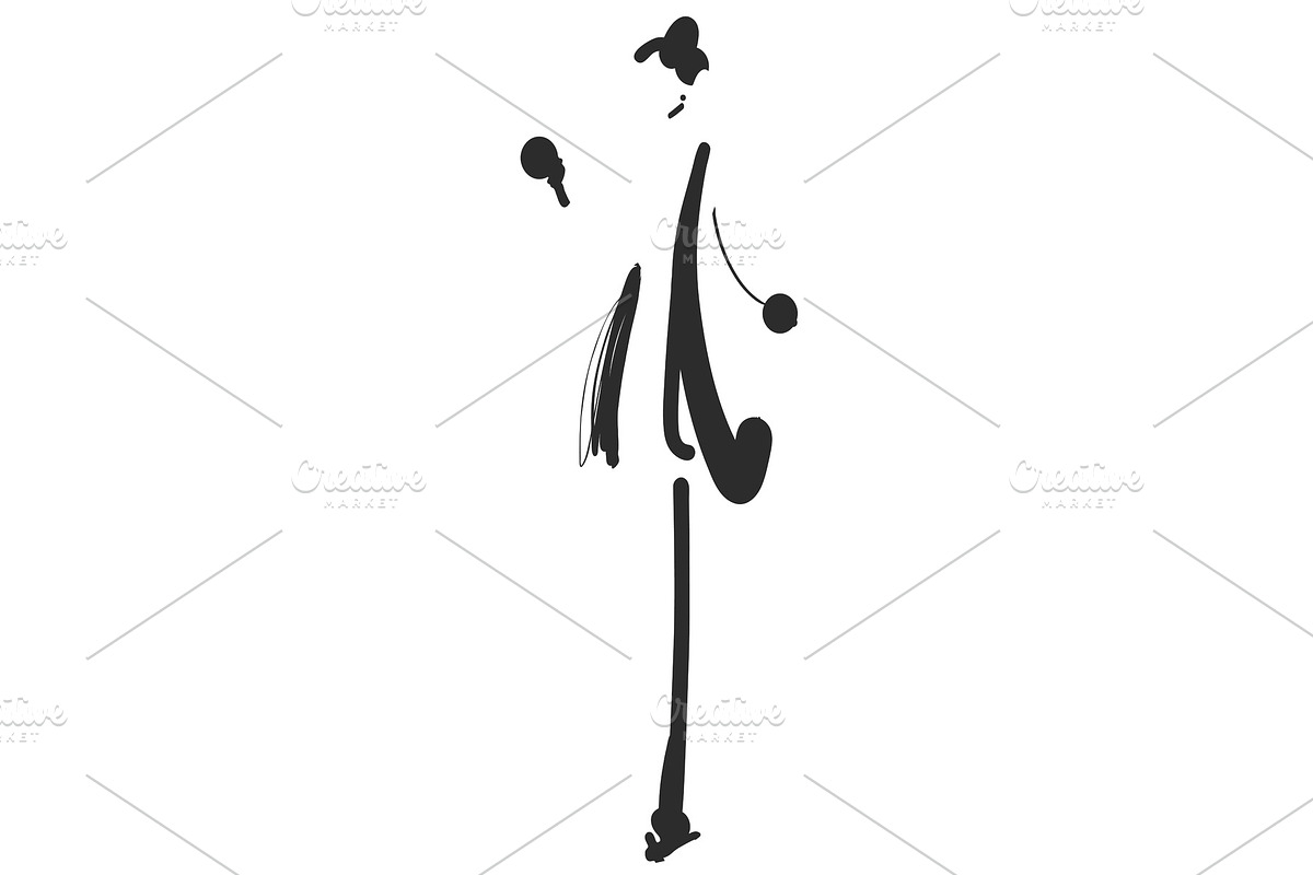Fashion models silhouettes sketch hand drawn , vector illustration. Cartoon girl in Illustrations - product preview 8