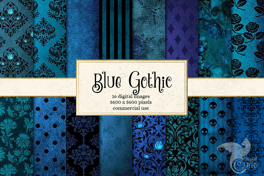 Blue Gothic Digital Paper in Textures - product preview 8