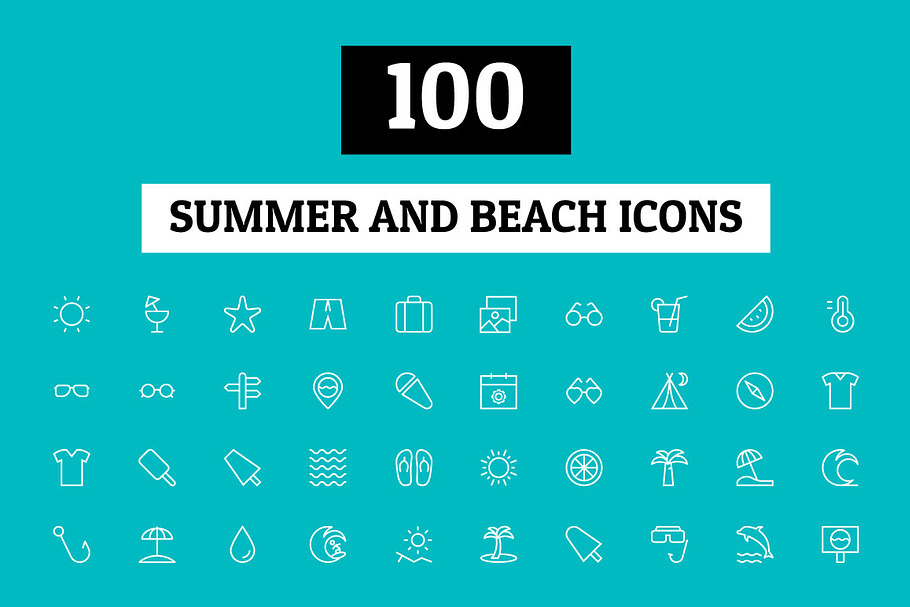 100 Summer and Beach Icons in Beach Icons - product preview 8