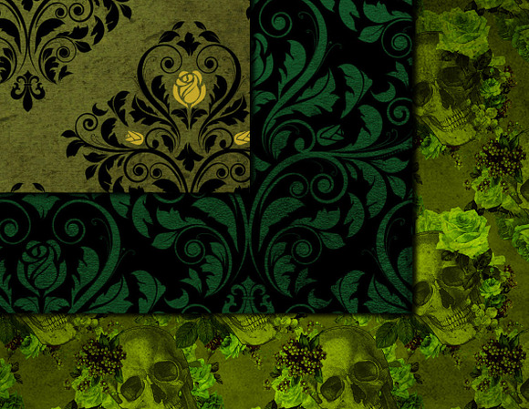 Green Gothic Digital Paper in Textures - product preview 1