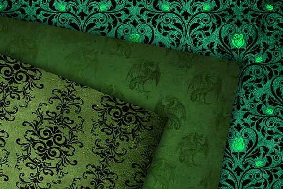 Green Gothic Digital Paper in Textures - product preview 2