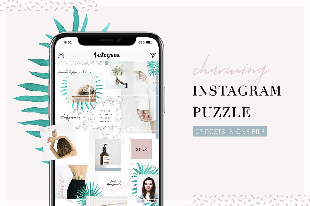 Charming Instagram Puzzle Template in Instagram Templates - product preview 8
