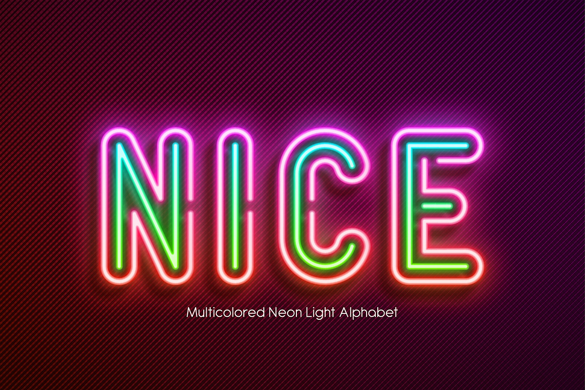 Realistic neon light alphabet in Display Fonts - product preview 8