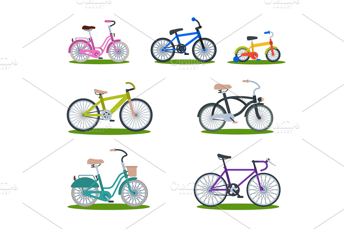 Bike sport bicycles vector transport style old ride vehicle summer transportation illustration hipster romantic travel ride wheel pedal cycle. in Illustrations - product preview 8