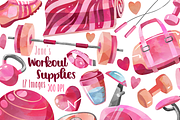 Watercolor Pink Workout Clipart