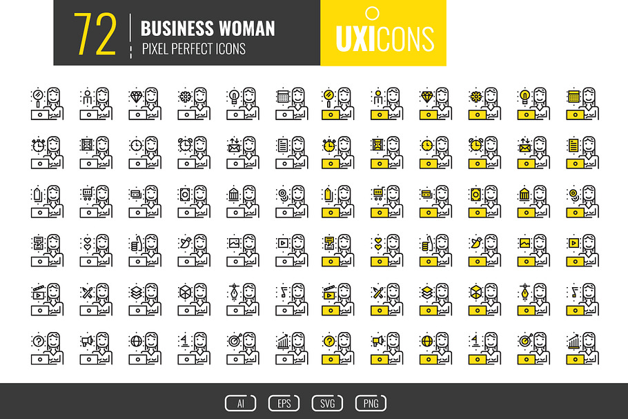 UXicons: 72 Business Woman Icons