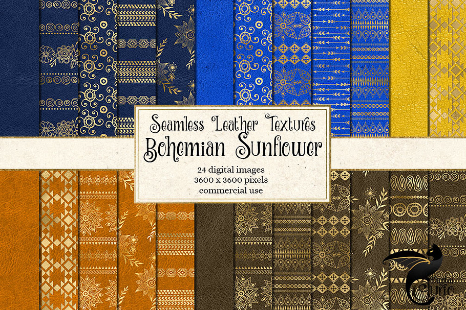 Bohemian Sunflower Digital Paper in Patterns - product preview 8