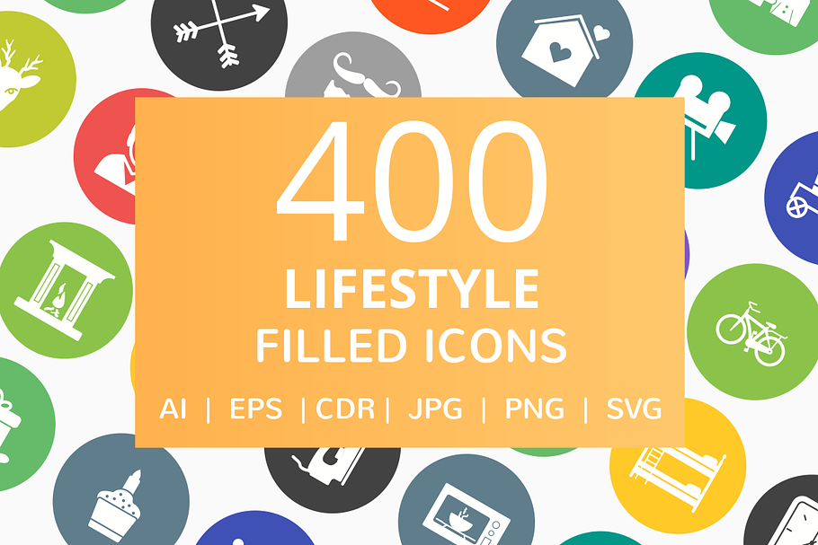 400 Lifestyle Filled Round Icons in Graphics - product preview 8