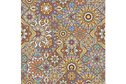Mandala seamless pattern. Indian decorative elements. Vector illustration of flowers for ethnic carpet