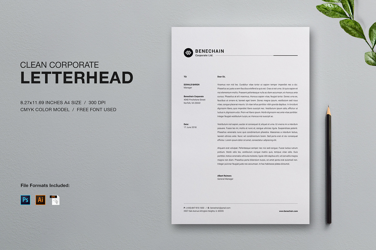 Minimal Corporate Letterhead in Stationery Templates - product preview 8