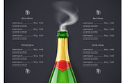 Champagne Wine bottle with smoke concept