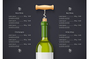 White Wine bottle, cork and corkscrew