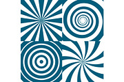 Vector set of twirls. Psychedelic circles and swirl