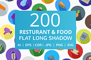 200 Restaurant & Food Flat Icons