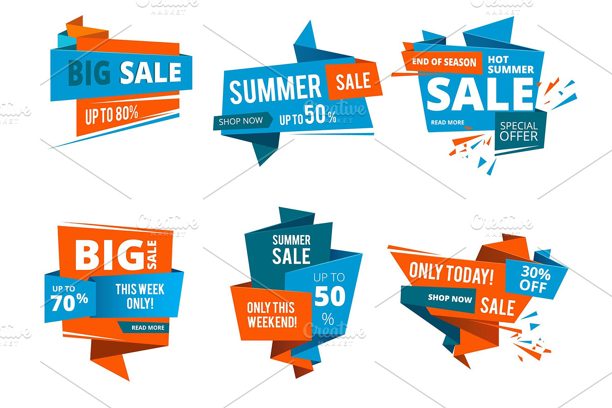 Geometrical design forms for banners of shopping price of. Big sales and special offers. Vector design set in Graphics - product preview 8