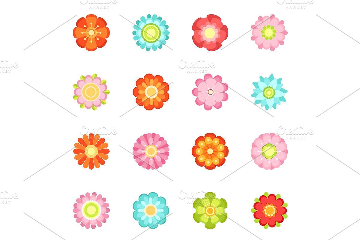 Cute floral vector illustrations in flat style. Flowering icon set of 70s in Graphics - product preview 8