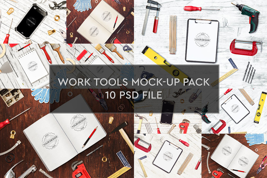 Work Tools Mock-up 10 PSD Pack #1