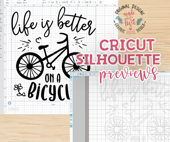 Life is Better on a Bicycle Cut File in Illustrations - product preview 1