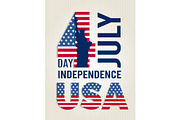 Poster for USA independence day. Vector design template of american 4 july retro placard