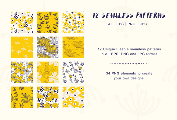 Illustrated Flora in Patterns - product preview 3