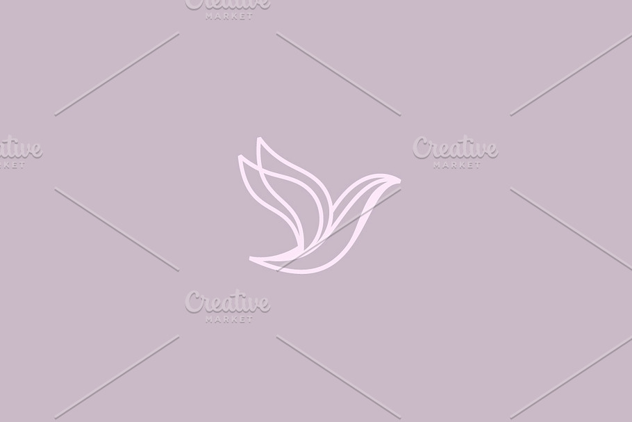 Abstract bird logo design. Premium linear dove freedom vector logotype