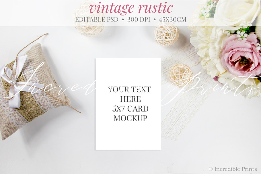 Rustic Vintage Invitation Mockup in Product Mockups - product preview 8