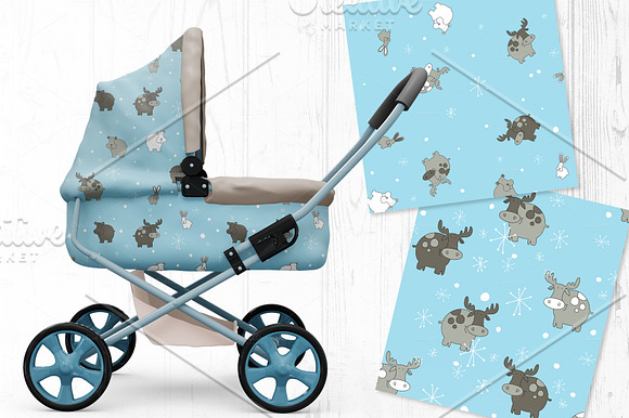 Winter patterns vector set for kids in Patterns - product preview 1