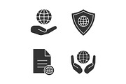 Safe internet connection glyph icons set
