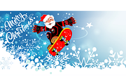 Santa Claus on a skateboard